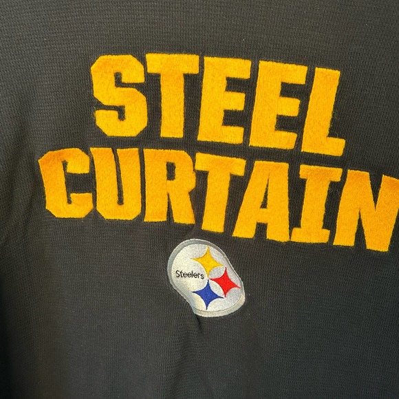 NFL Team Apparel Pittsburg Steelers Black Waffle Long Sleeve Shirt Size Med - Picture 2 of 7